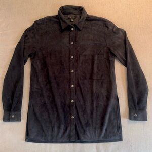 Lumiere Anthropology Black Suede Button Down Shirt